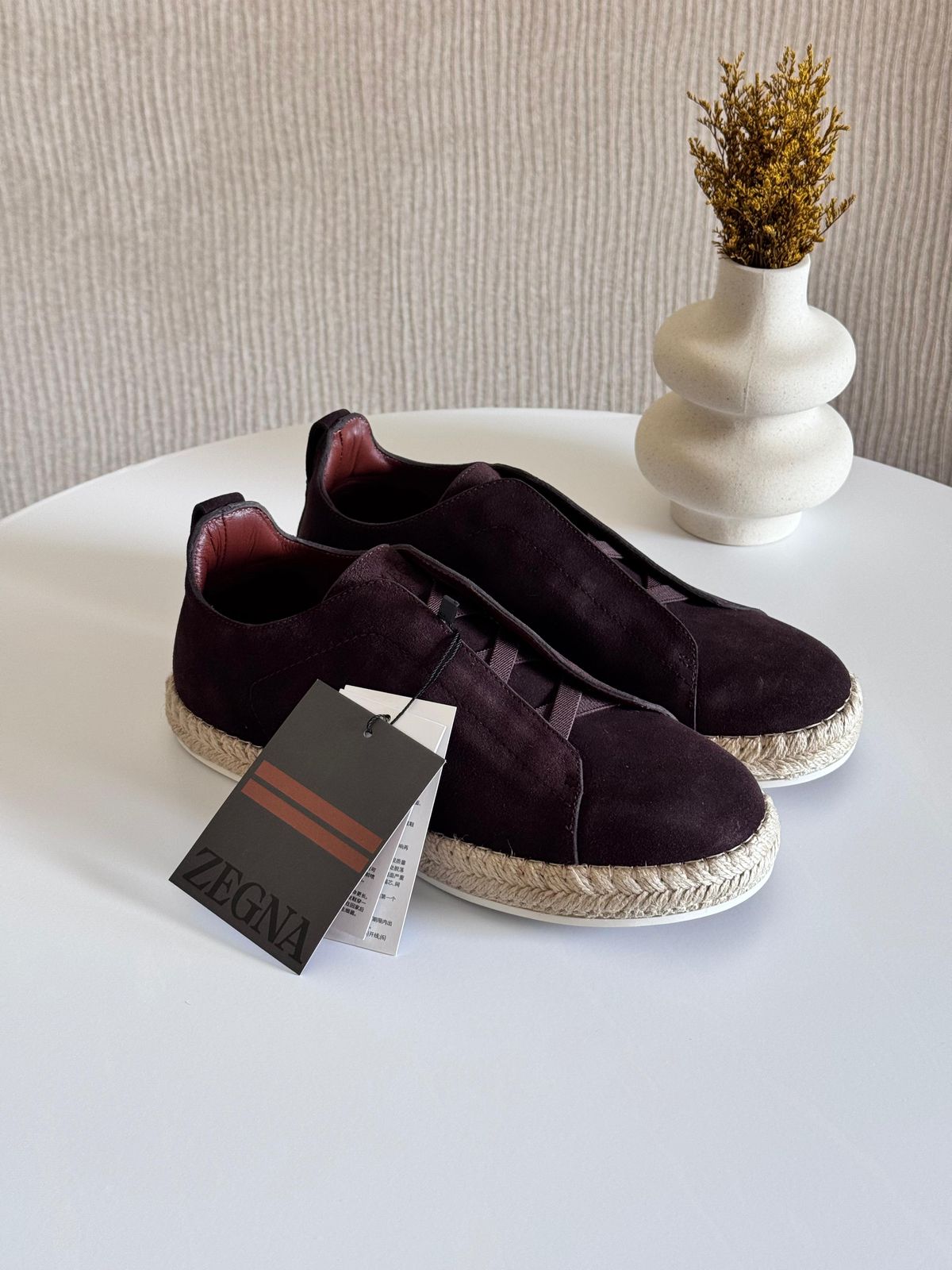 Zegna Triple Stitch™ Suede Espadrilles – Brown Calf Suede Slip-On