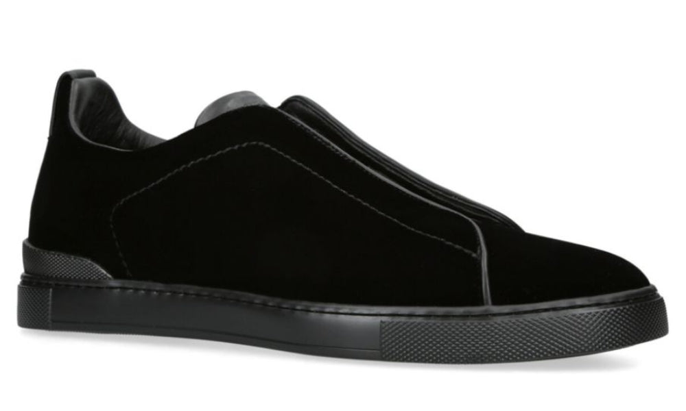 ZEGNA Velvet Triple Stitch Sneakers "Black"