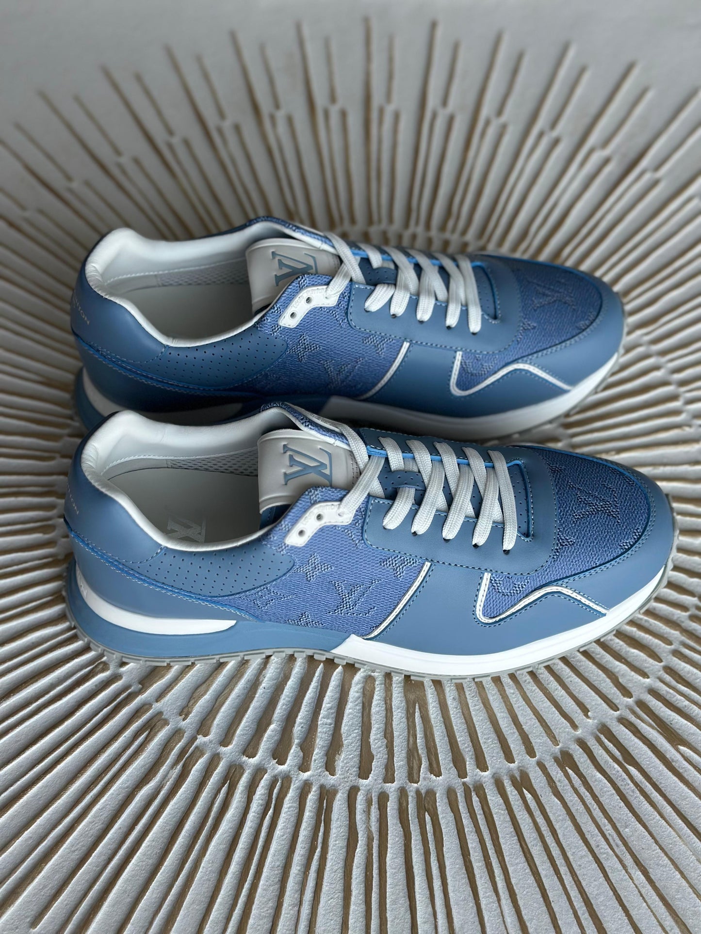 Louis Vuitton Run Away Daily Sneaker – Blue Monogram Grained Calf Leather (Men’s)