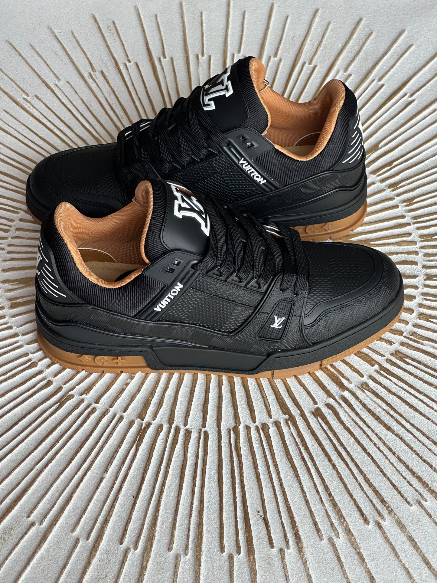 Louis Vuitton LV Trainer Sneaker – Black Damier-Embossed Calf Leather (Style 1AHTT0, Men’s)