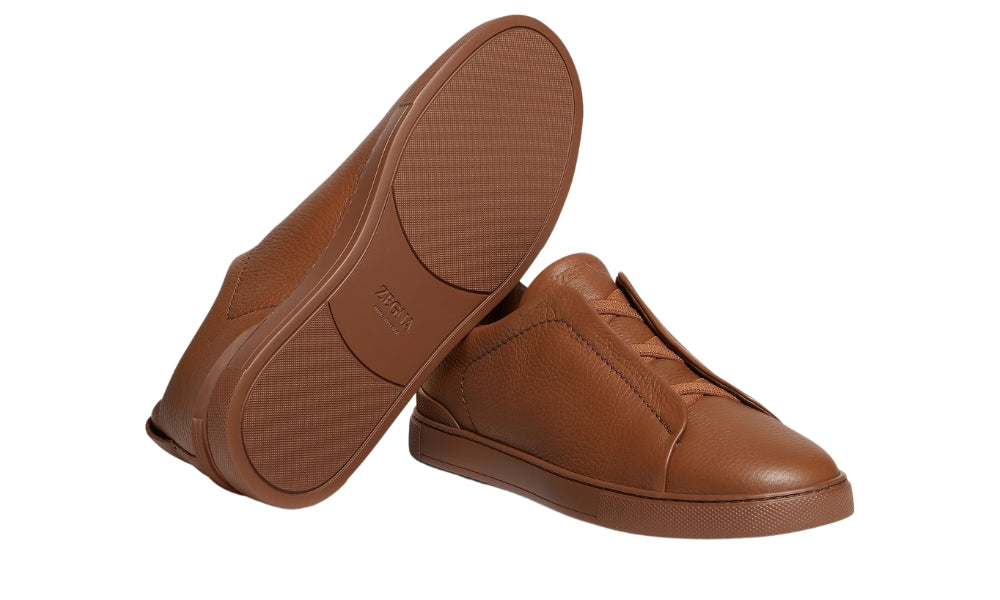 Zegna Triple Stich leather sneakers "Vicuna"