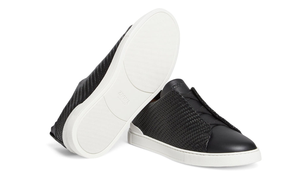 Zegna Pelletessuta Leather Triple Stitch "Black"