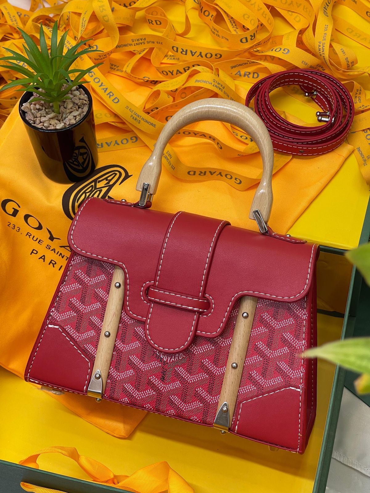 Goyard Saigon Structuré Mini Bag in Red Goyardine Canvas