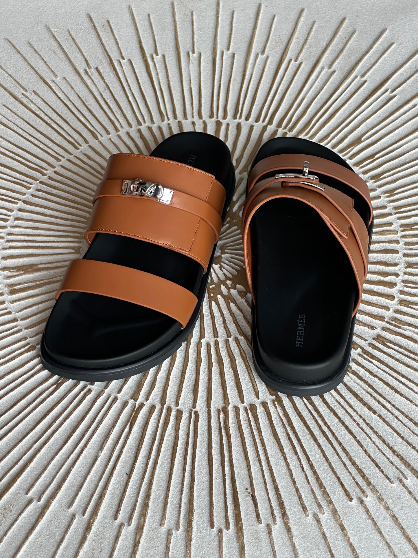 Hermès Jackson Sandal in Brown Suede or Heritage Calfskin
