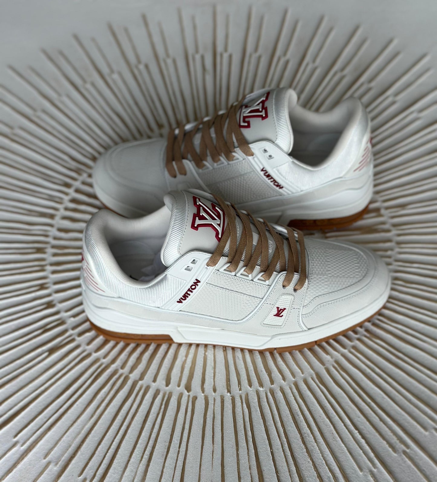 Louis Vuitton LV Trainer Sneakers – White Leather with Red LV Accents (Men’s)