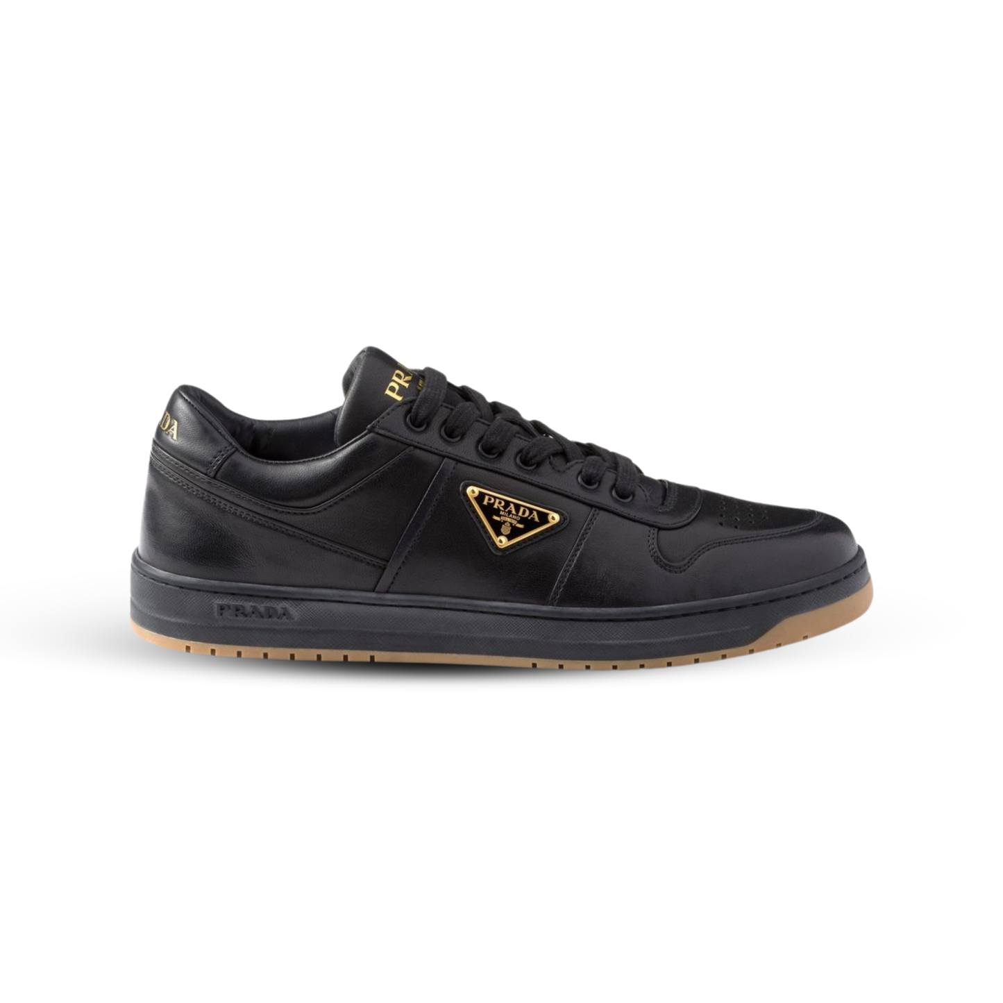 Prada Downtown Leather Sneakers – Black Calf Leather