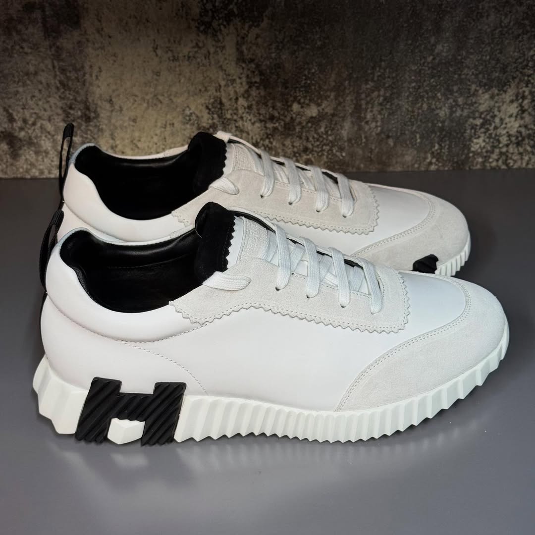 Hermés Bouncing Sneakers in a White and Black Colorway