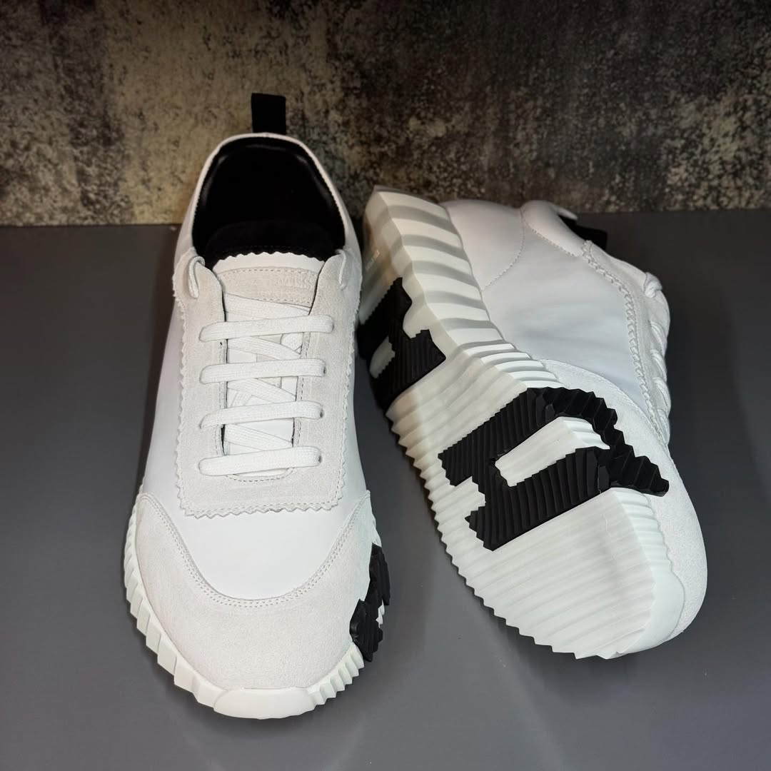 Hermés Bouncing Sneakers in a White and Black Colorway