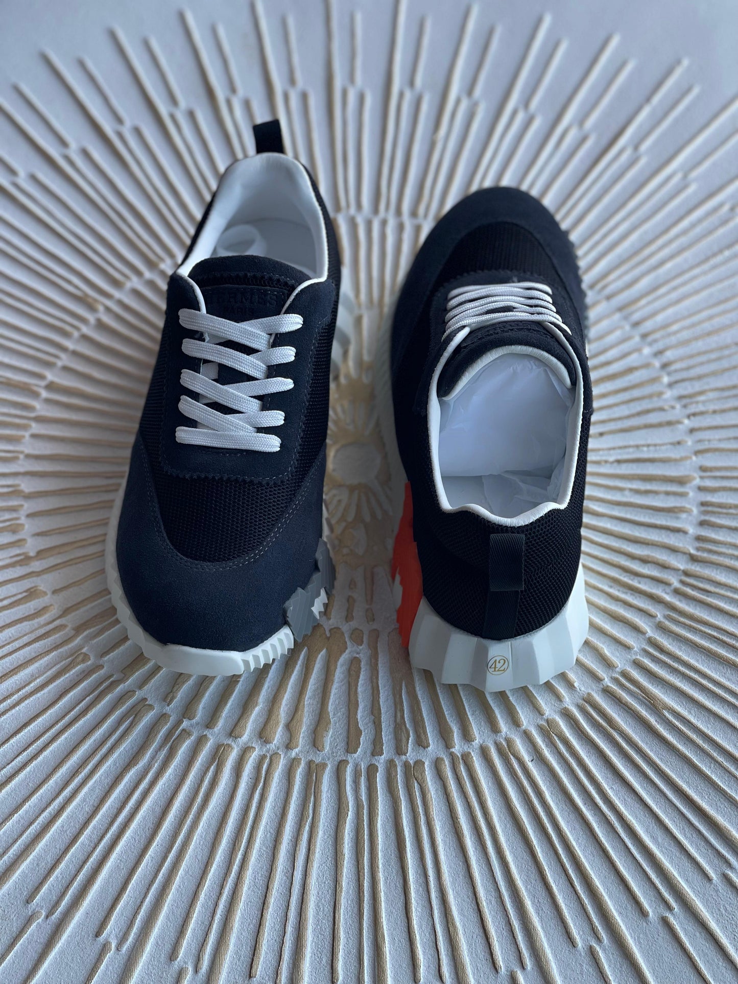 Hermès Bouncing Sneaker – Navy Mesh & Suede Goatskin (Men’s,)