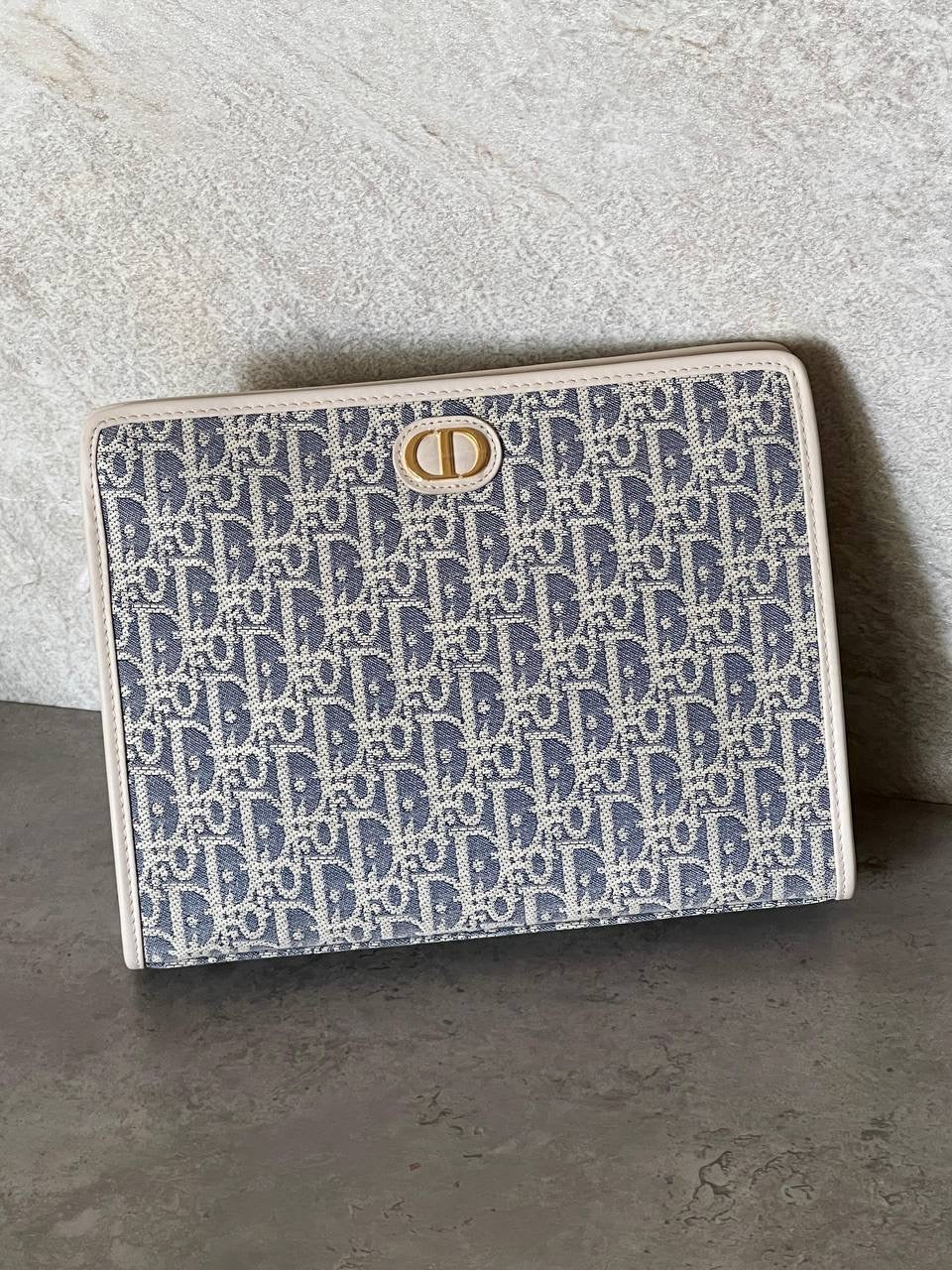 Dior 30 Montaigne Dea Pouch in Blue Dior Oblique Jacquard