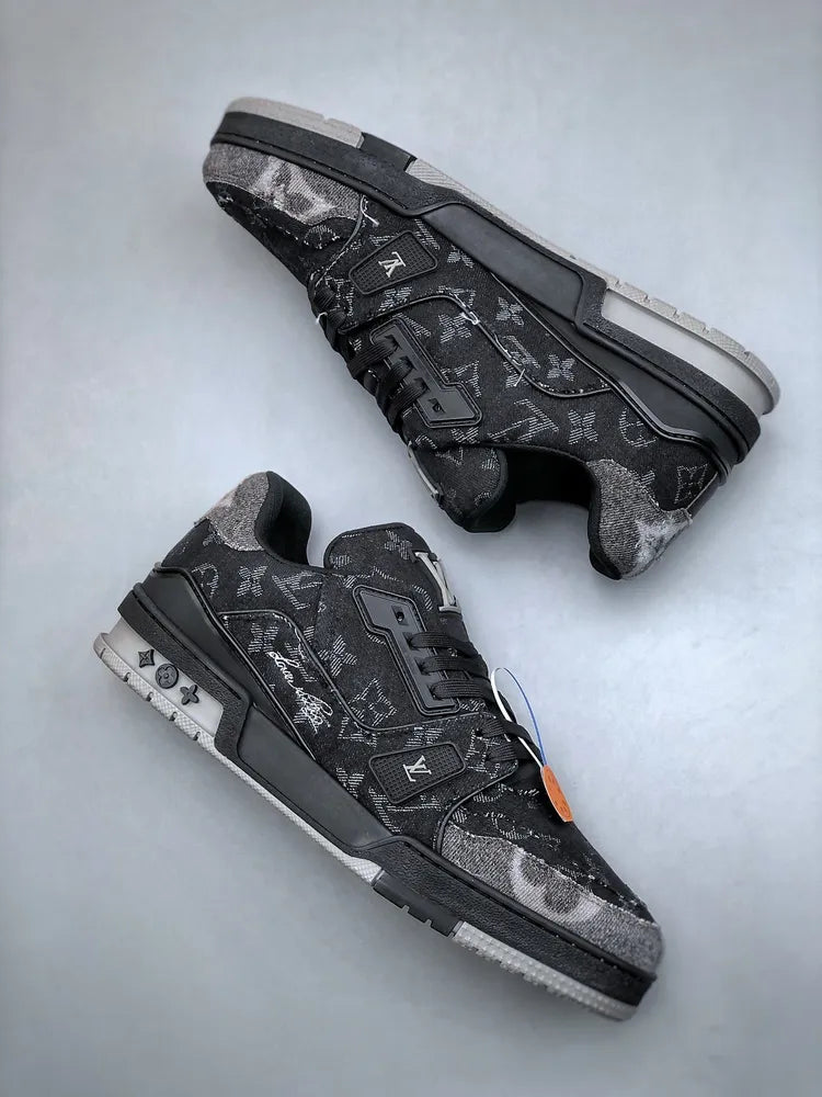 Louis Vuitton Trainer Black Grey Denim Monogram