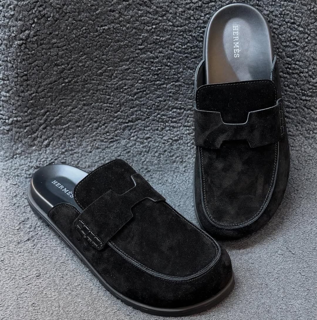 Hermes Go Mule Suede Black