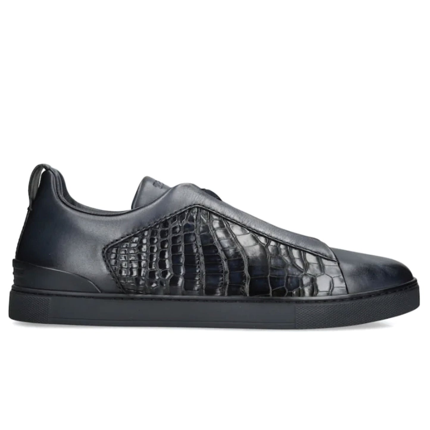 Zegna Black Deerskin Triple Stitch™ Sneakers – Everyday luxury low top