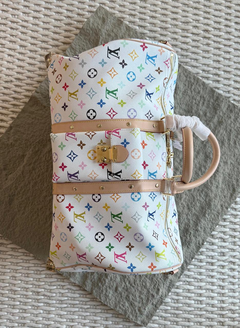 Louis Vuitton Keepall 45 in White Multicolore Monogram Canvas