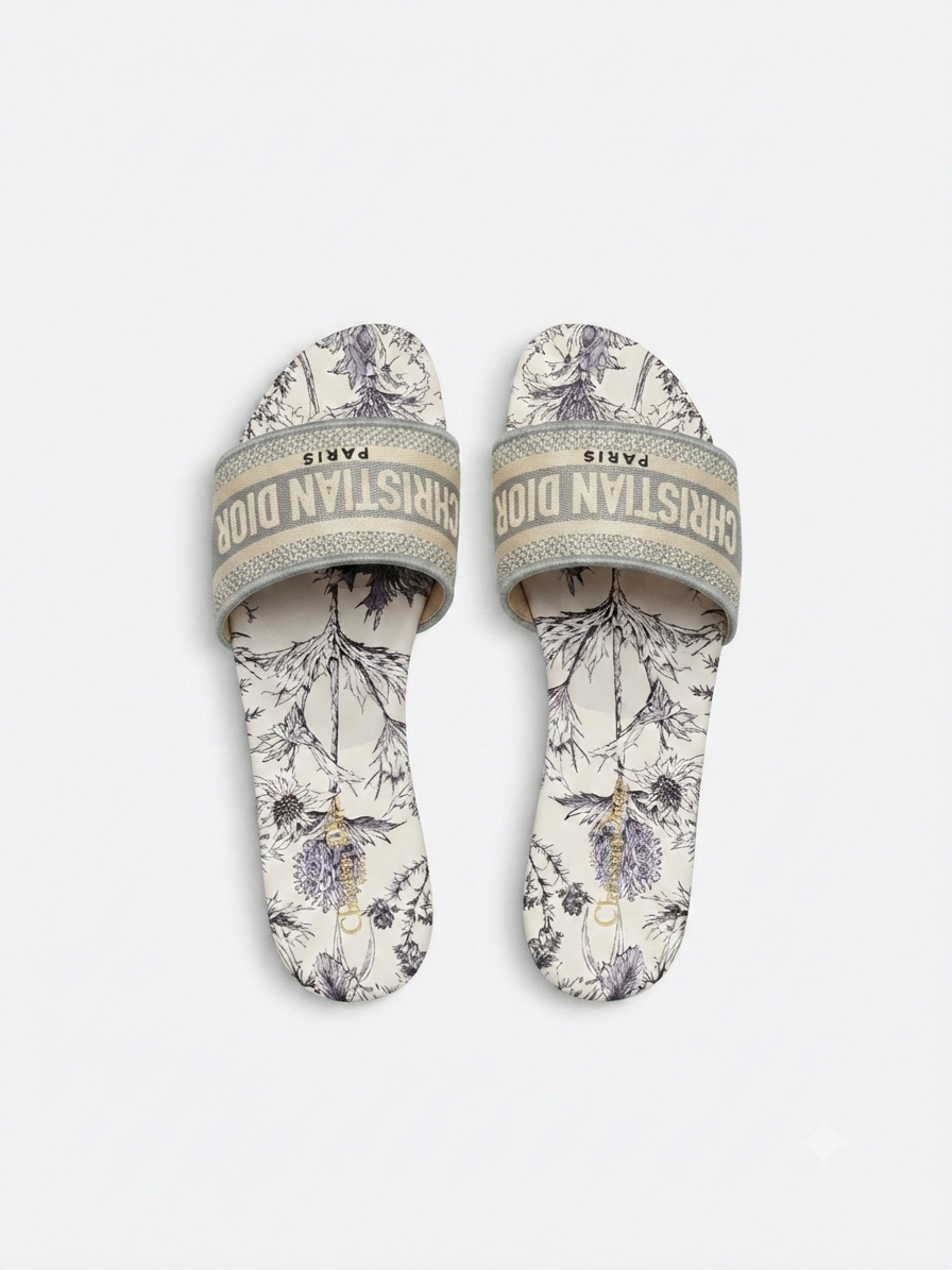 Christian Dior Dway Grey Print Slides