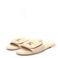 Chanel Quilted CC Slide Sandals in Beige