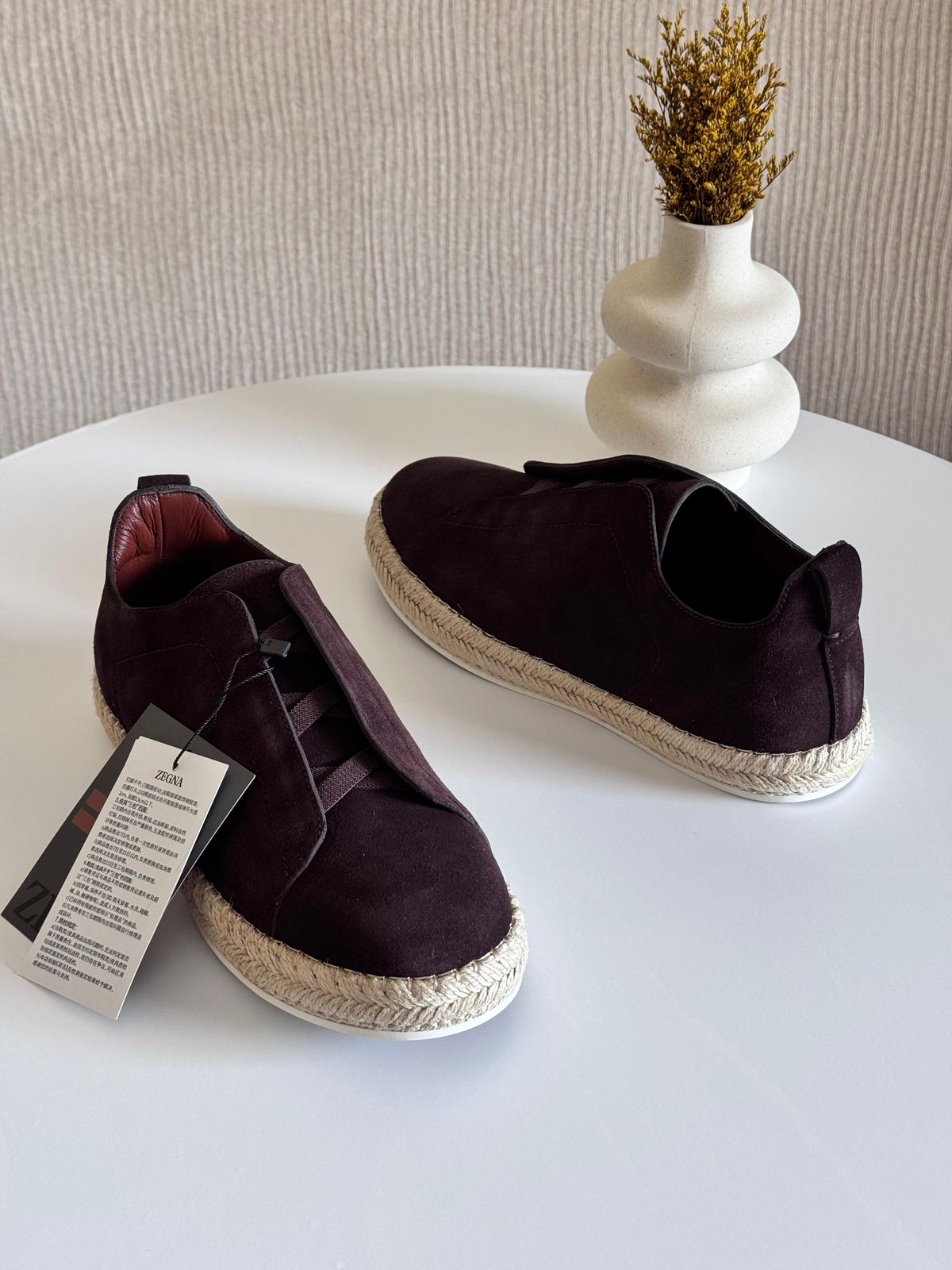 Zegna Triple Stitch™ Suede Espadrilles – Brown Calf Suede Slip-On