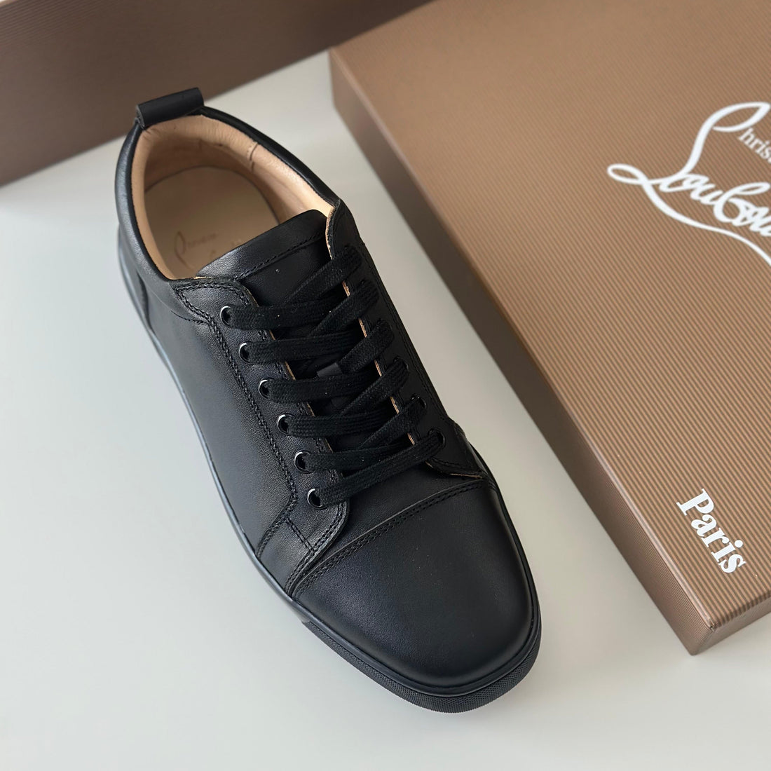 Christian Louboutin Adolon Junior Sneakers – Black Recycled Polyester with Loubi Red Side Insert