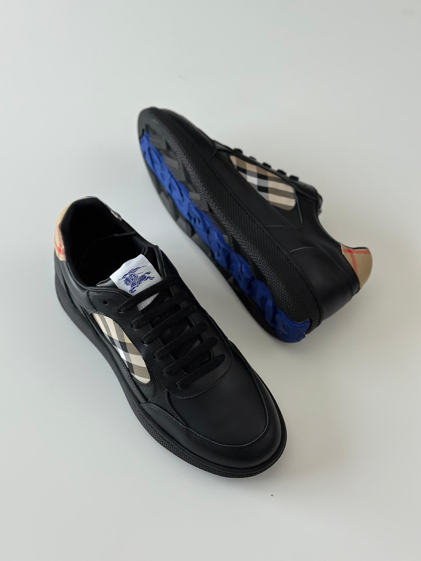 Burberry Check Leather Men's Sneakers – Black