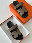 Hermès Genius Sandal in Beige/Natural Suede Goatskin – Techno Slip-On with Adjustable Strap”