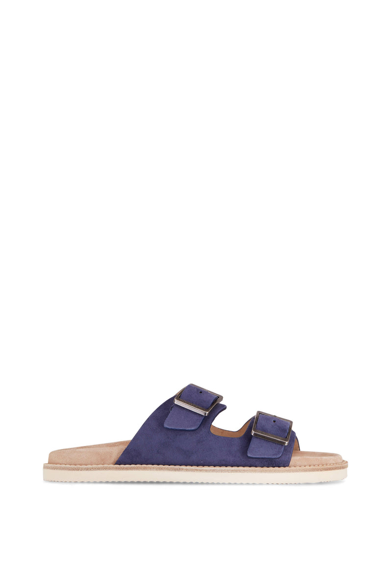 Brunello Cucinelli Sandals | Navy Suede Buckle