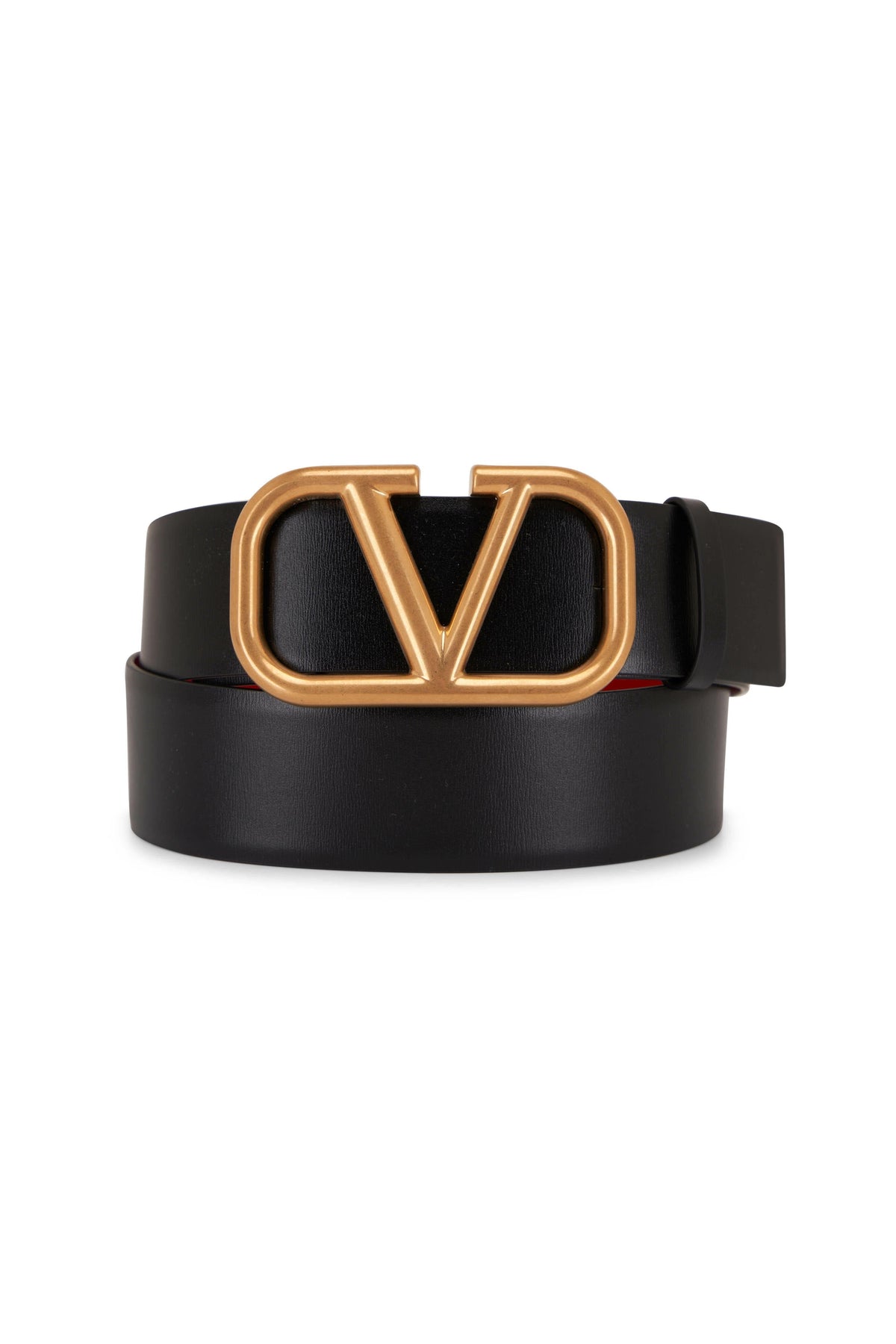 Valentino Belt | Black Leather VLOGO