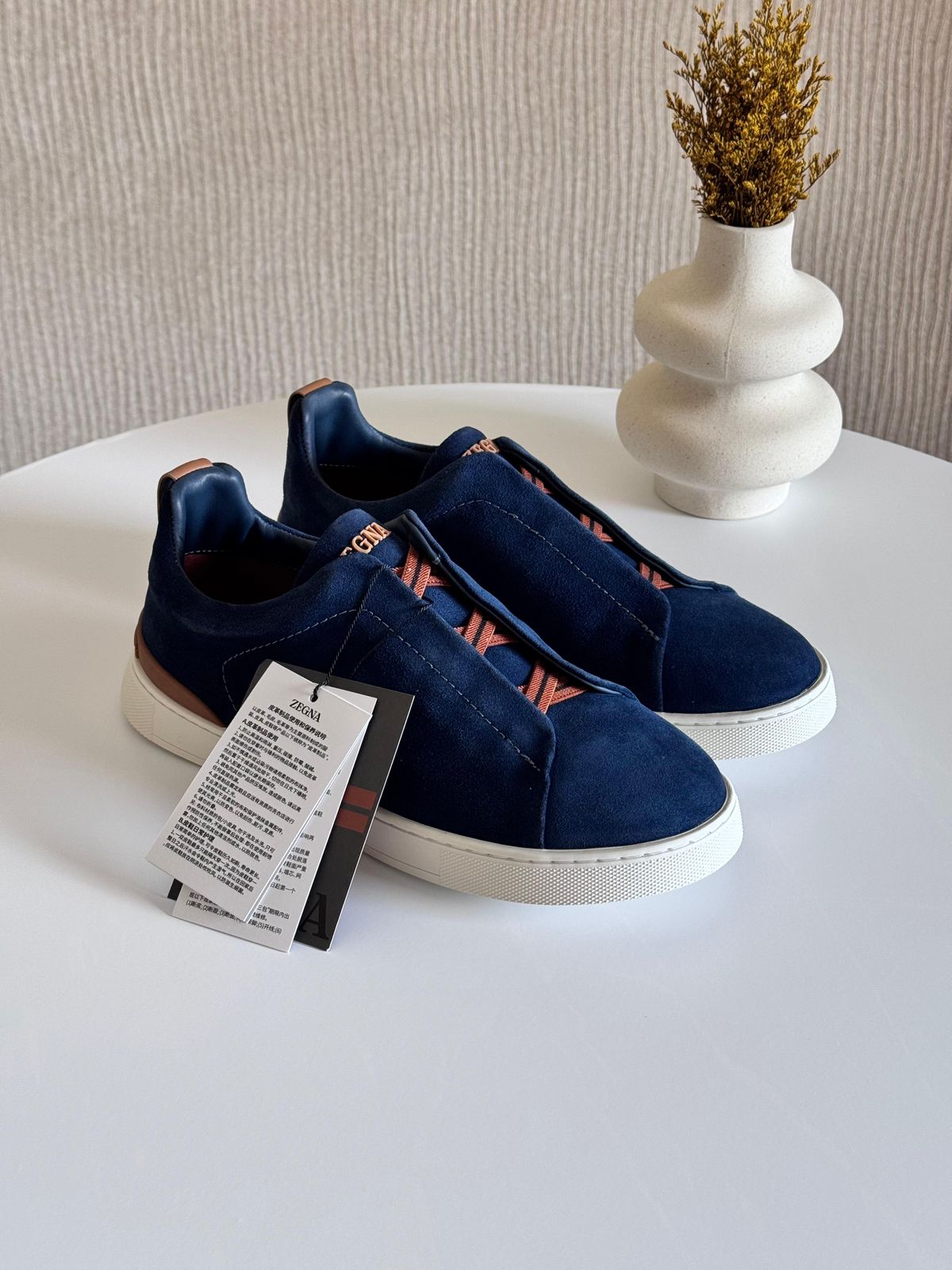 Navy Blue Cotton Denim Triple Stitch™ Sneakers FW25 25694150 | Zegna