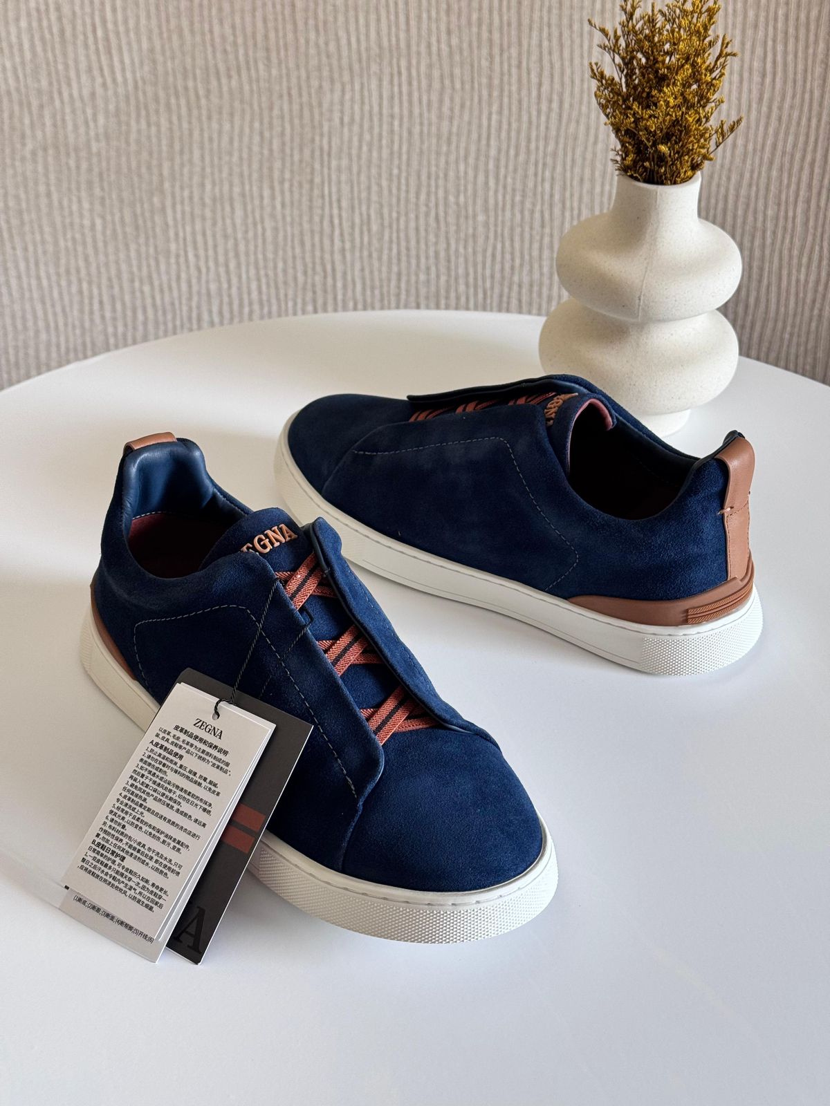 Navy Blue Cotton Denim Triple Stitch™ Sneakers FW25 25694150 | Zegna