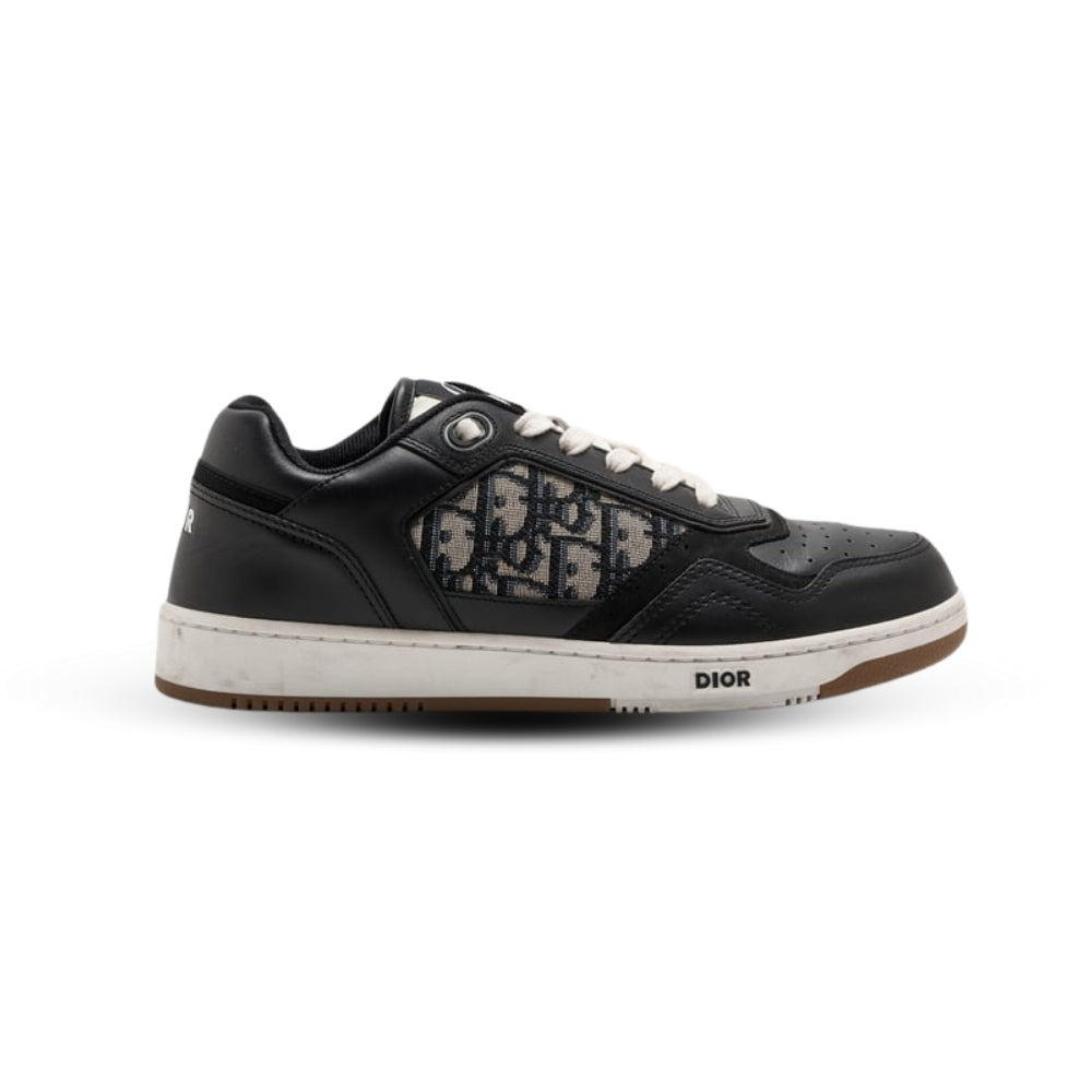 Dior B27 Uptown Low-Top Sneakers – Black Calfskin & Beige Dior Oblique (Style 3SN272ZIR_H965)