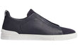 Zegna Leather And Suede Triple Stitch "Navy Blue"