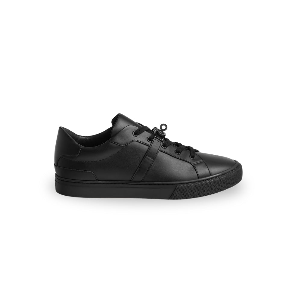 Hermès Day Sneaker in Black Calfskin with Kelly Buckle – Modern Urban Leather Sneaker.