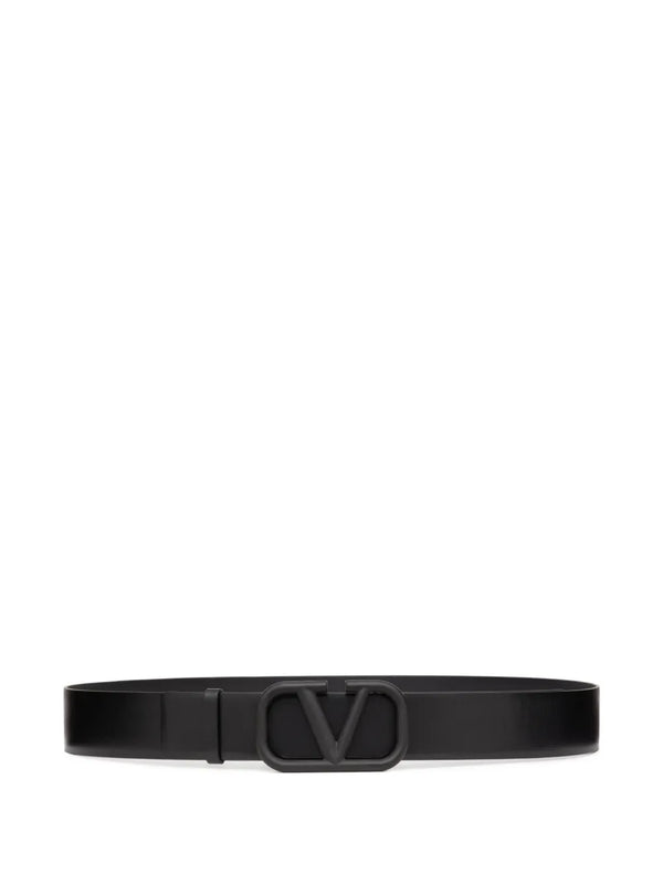 Valentino Black Leather VLOGO Belt
