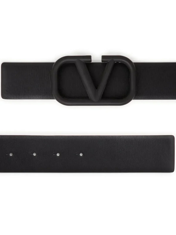 Valentino Black Leather VLOGO Belt