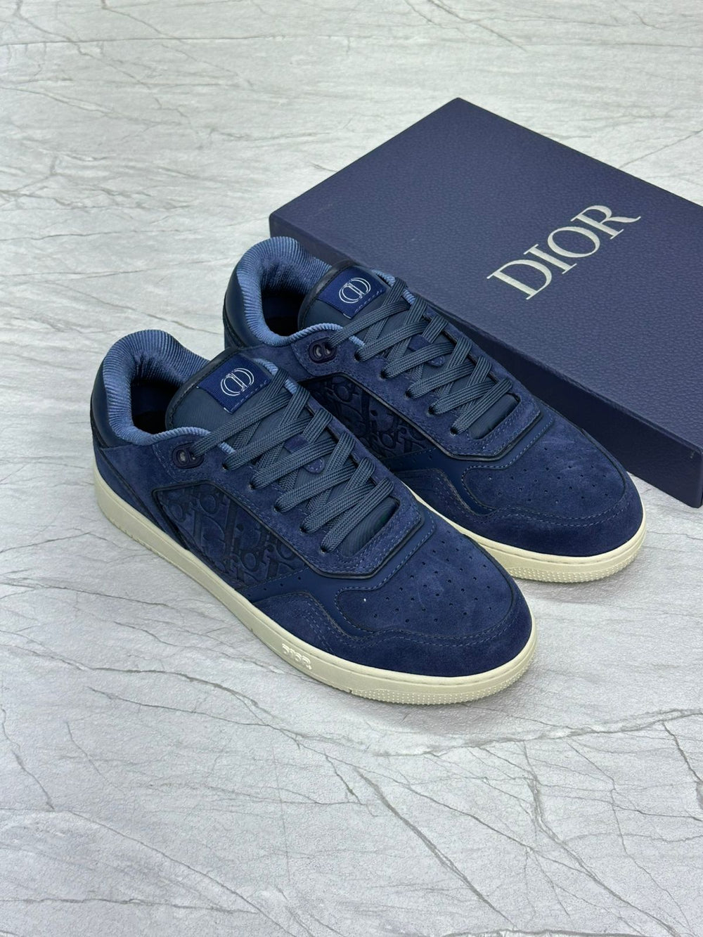 Dior B27 Uptown Low-Top Sneaker – Navy Blue Suede & Dior Gravity Suede (Style 3SN272ZEC_H520)