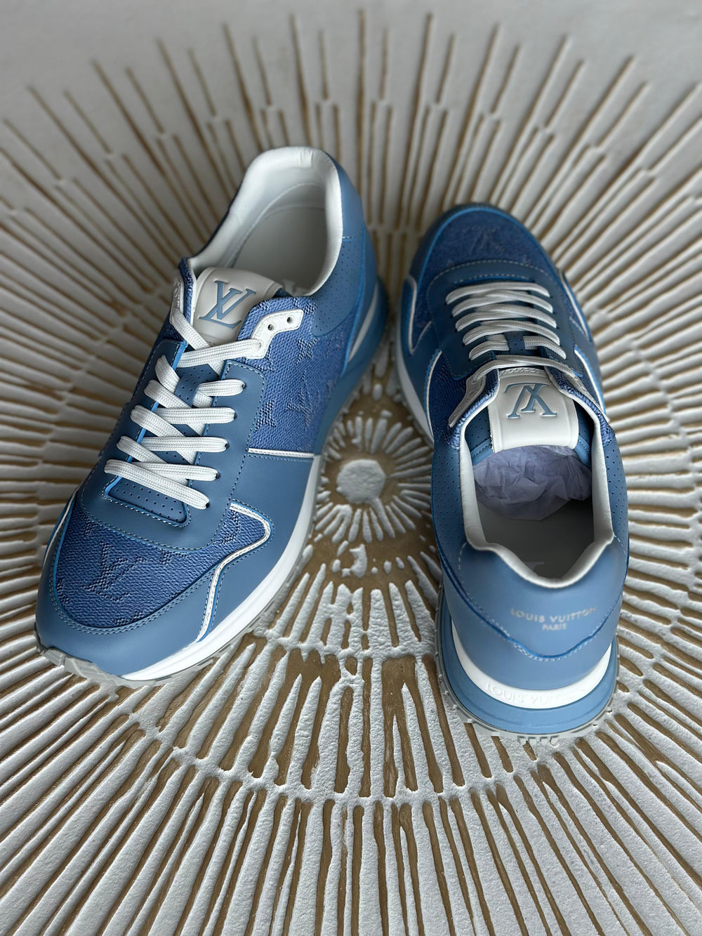 Louis Vuitton Run Away Daily Sneaker – Blue Monogram Grained Calf Leather (Men’s)