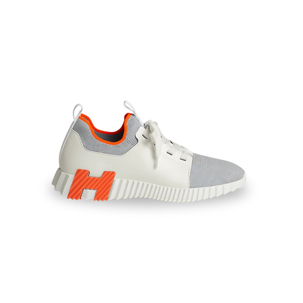 Hermès Depart Slip-On Sneaker – Knit & Calfskin Minimalist Design with Signature Orange Edge
