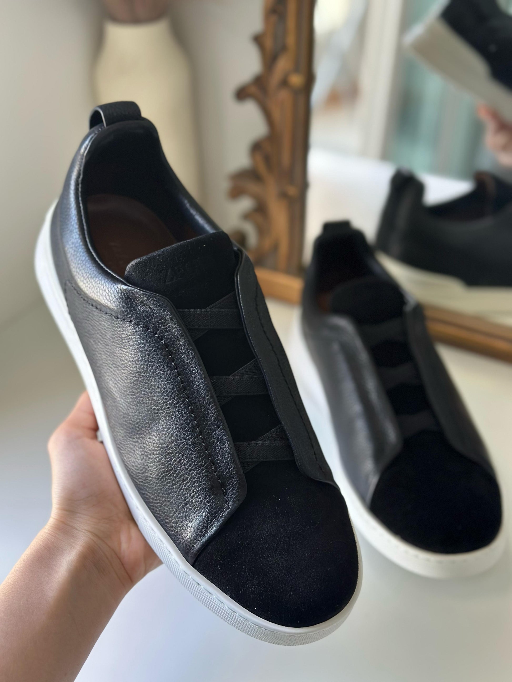 Zegna Triple Stitch Secondskin Sneakers | Black