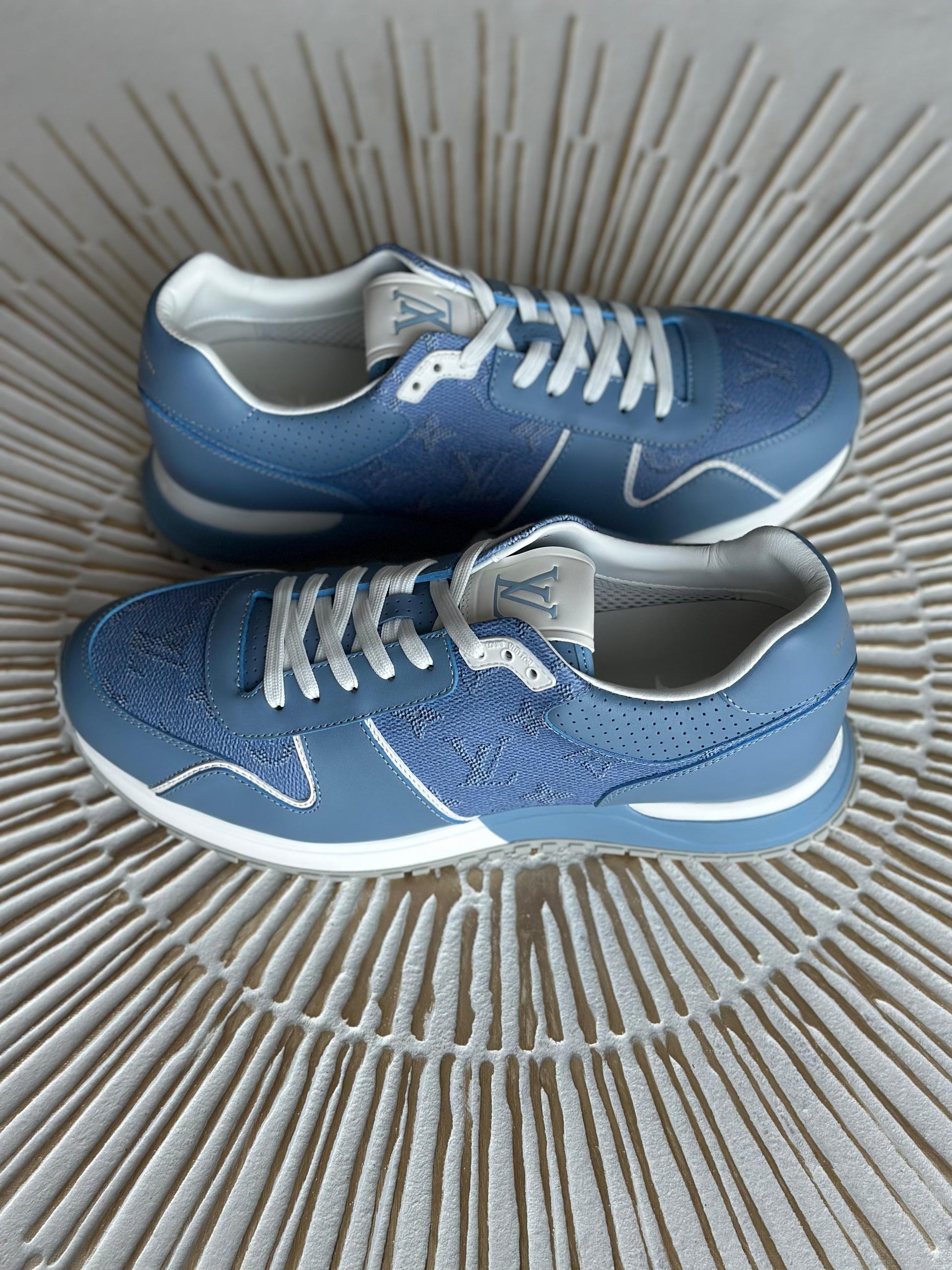 Louis Vuitton Run Away Daily Sneaker – Blue Monogram Grained Calf Leather (Men’s)