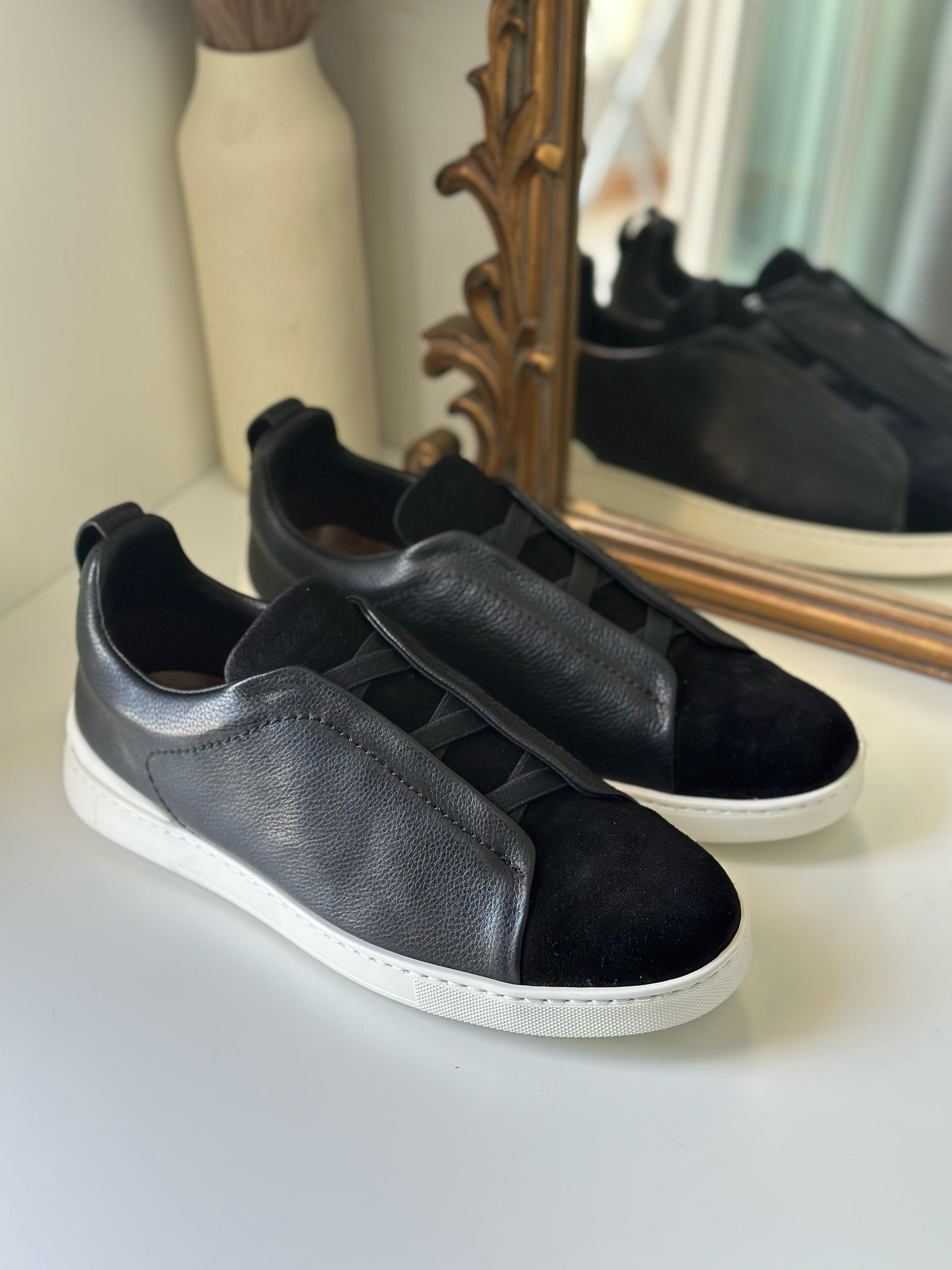 Zegna Triple Stitch Secondskin Sneakers | Black