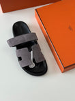 Hermès Chypre Sandal in Light Grey Calfskin – Techno Slip-On with Adjustable H-Strap