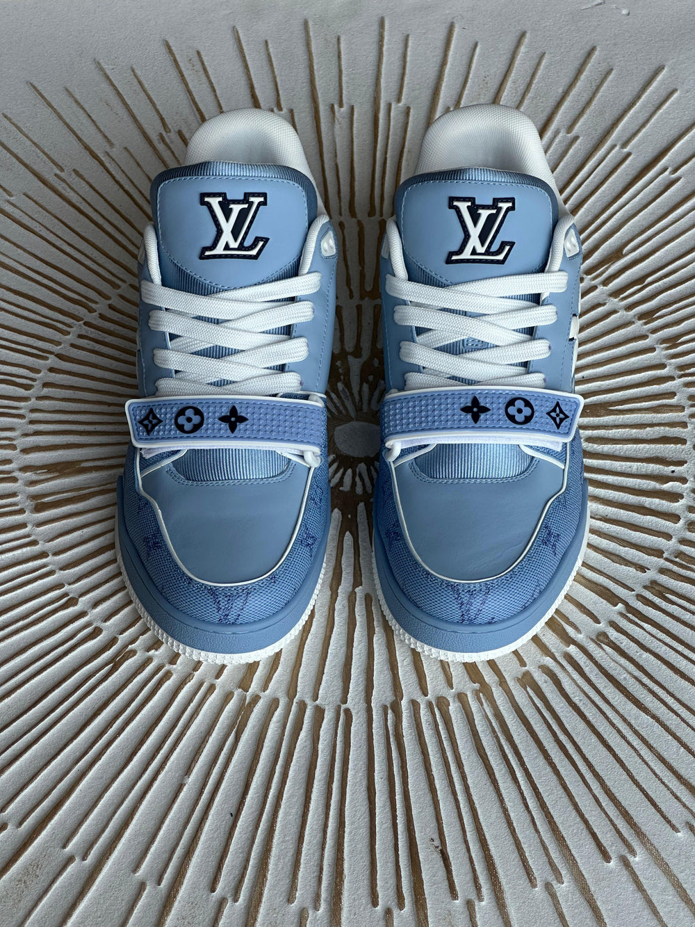 Louis Vuitton LV Trainer Sneaker – Monogram-Debossed Nubuck Calf Leather (Style 1AHTV9, Men’s)