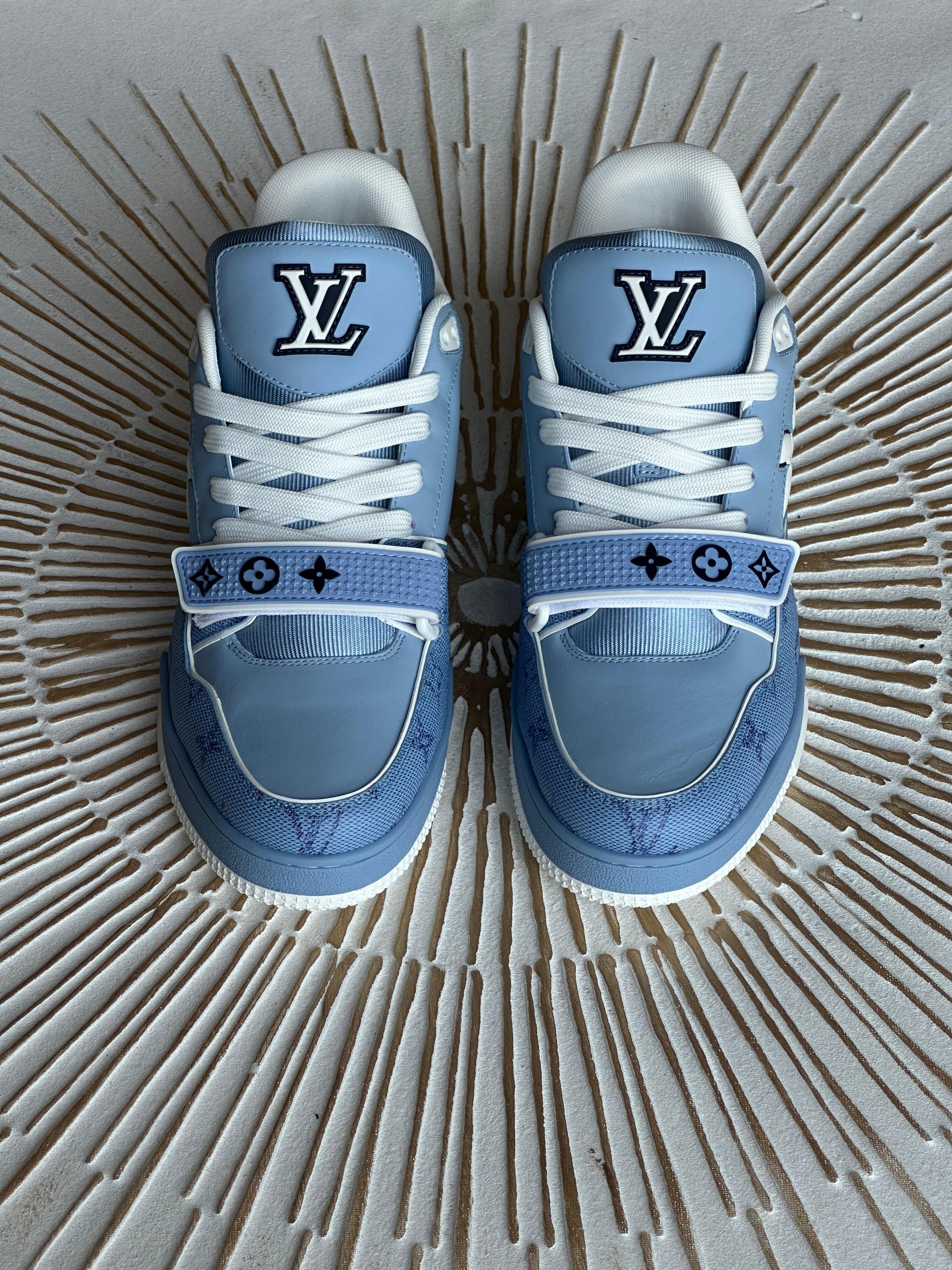 Louis Vuitton LV Trainer Sneaker – Monogram-Debossed Nubuck Calf Leather (Style 1AHTV9, Men’s)