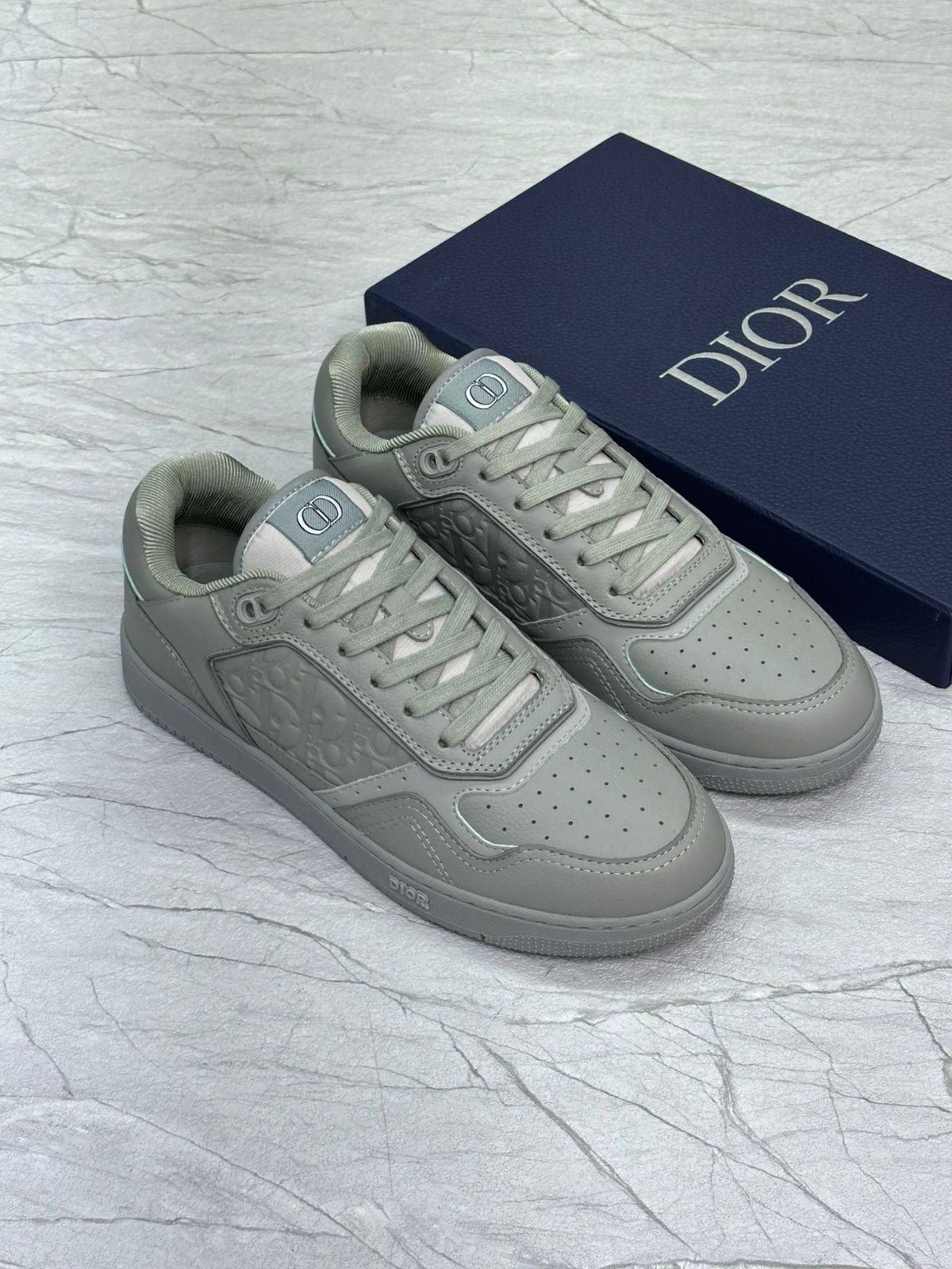 Dior B27 Uptown Low-Top Sneaker – Gray Grained Calfskin & Gray Dior Gravity Leather (Men’s)