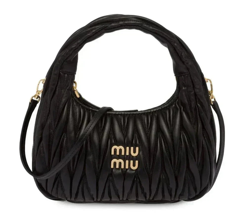 Miu Miu Bag | Wander  Shoulder Bag in Matelassé Nappa Leather "Black"