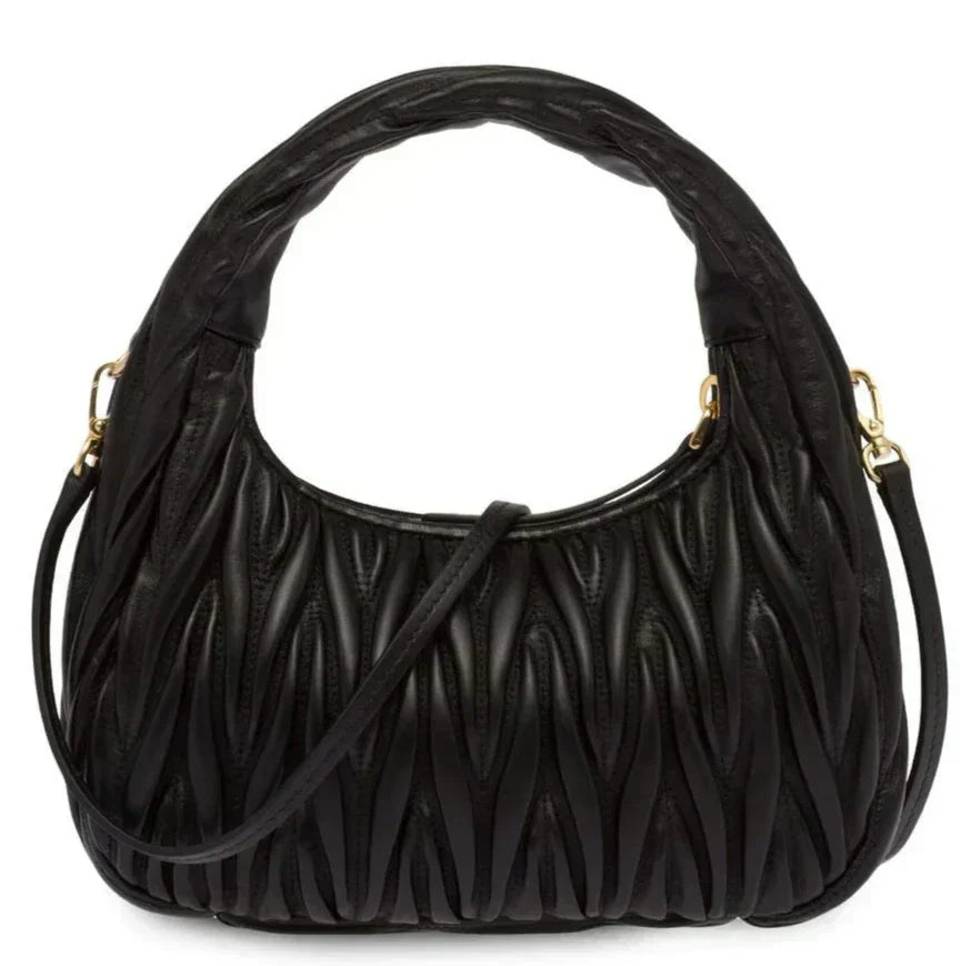 Miu Miu Bag | Wander  Shoulder Bag in Matelassé Nappa Leather "Black"