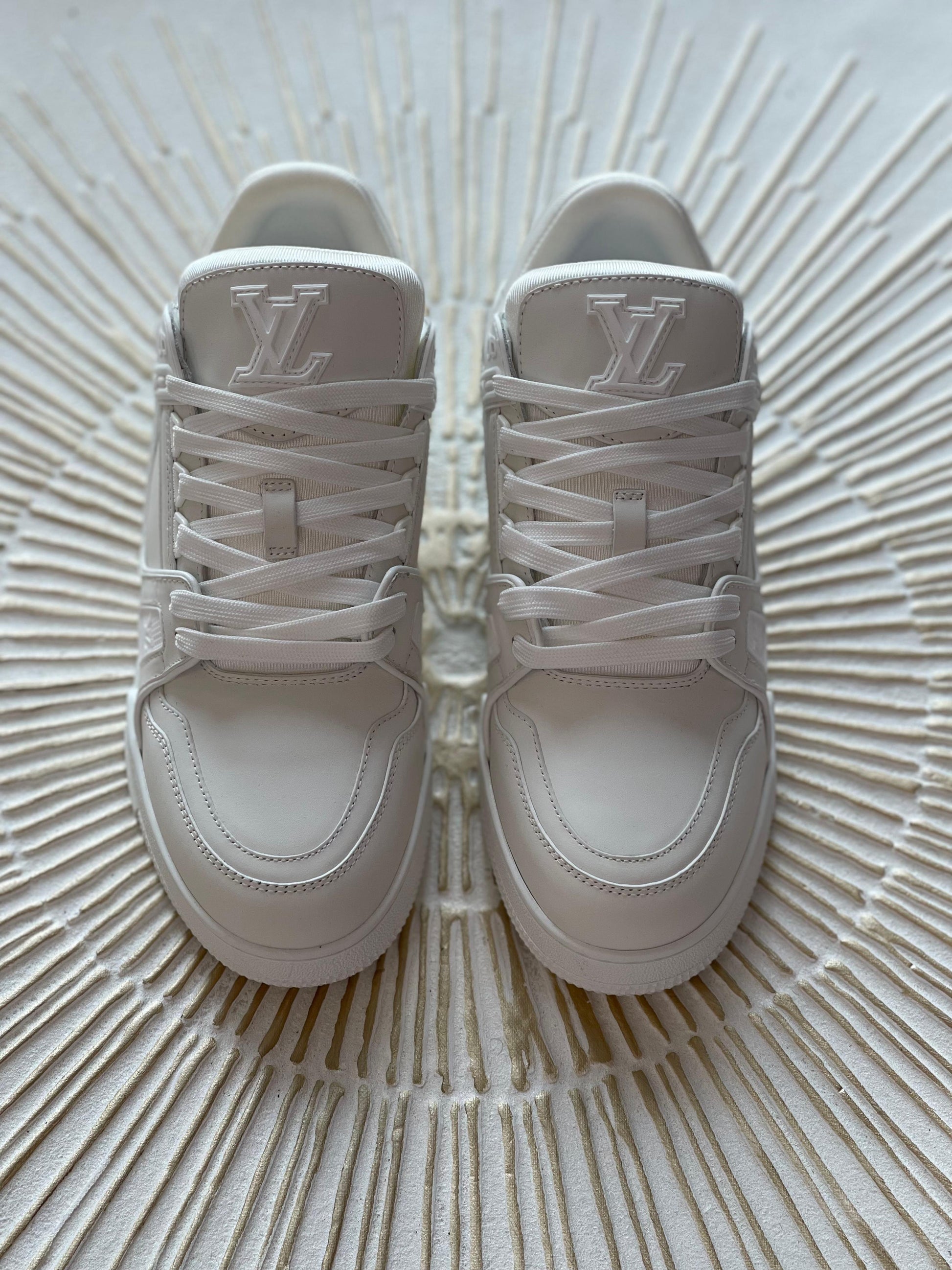 Louis Vuitton LV Trainer Sneaker – Triple White Calf Leather (Men’s)
