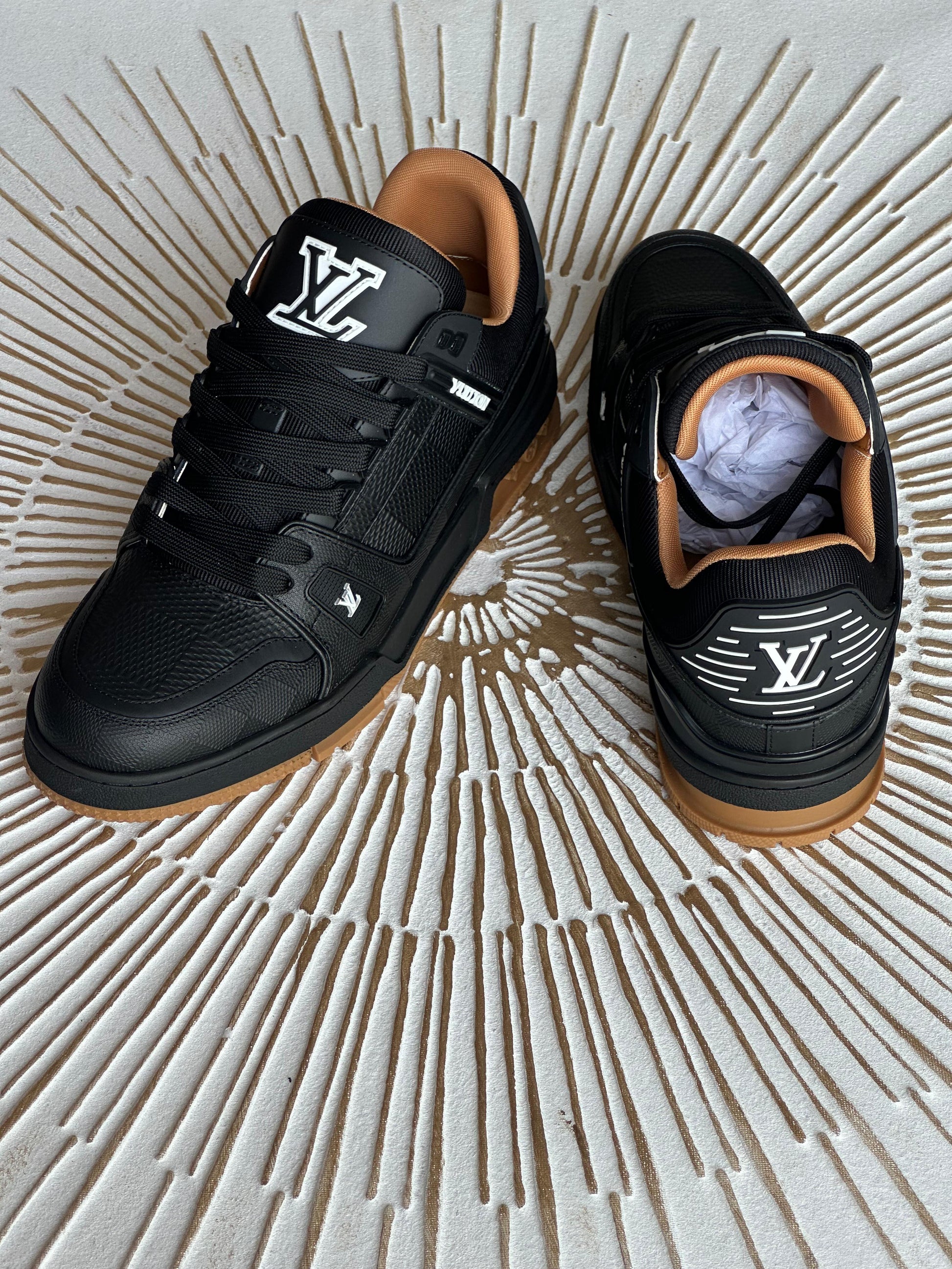 Louis Vuitton LV Trainer Sneaker – Black Damier-Embossed Calf Leather (Style 1AHTT0, Men’s)