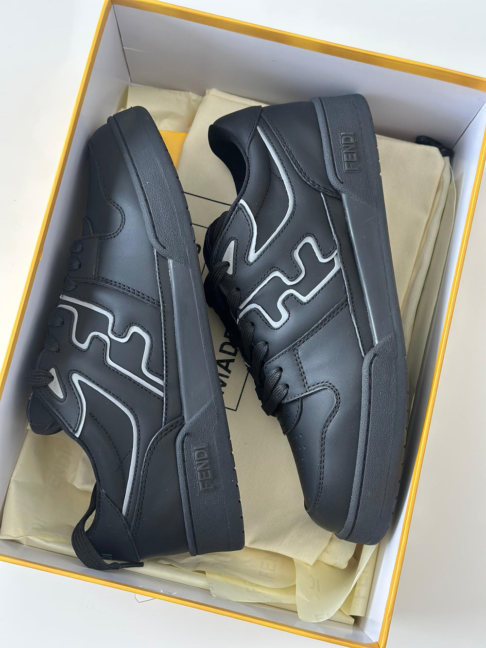 Fendi Match Leather Sneakers – Black & Grey (Men’s)