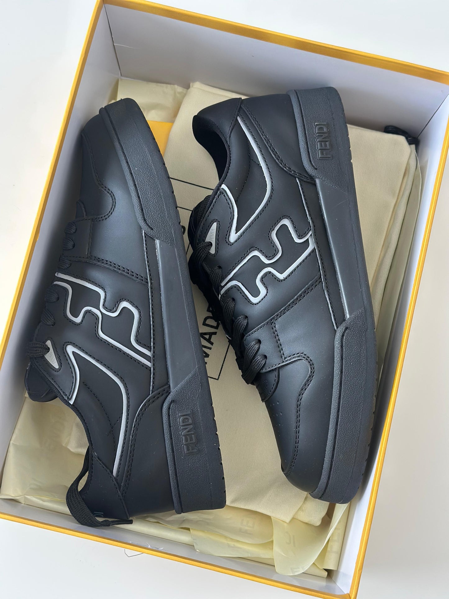 Fendi Match Leather Sneakers – Black & Grey (Men’s)