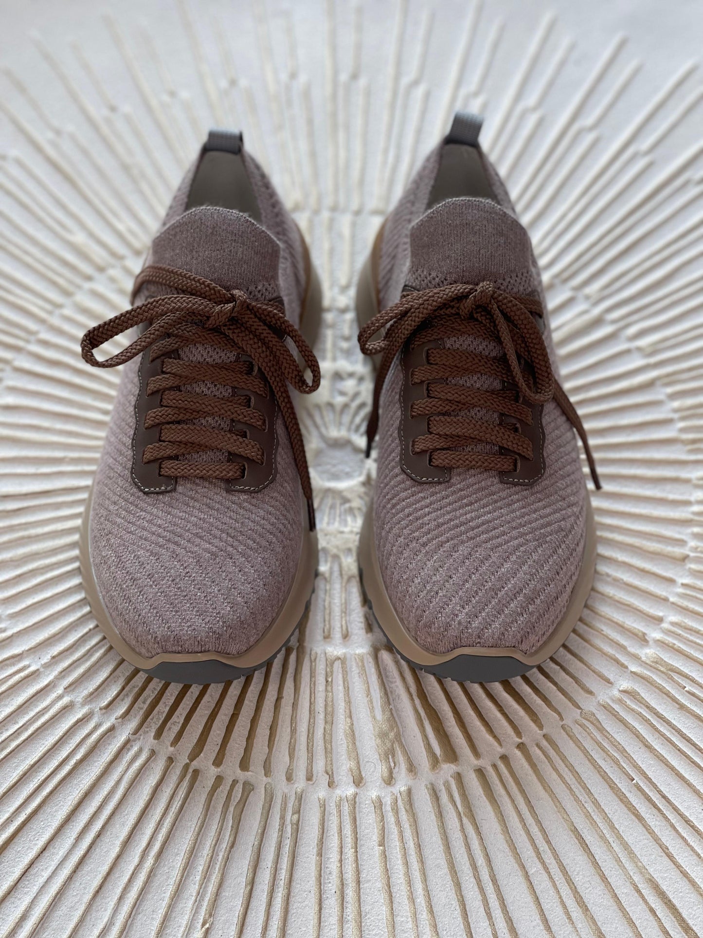 Brunello Cucinelli Men’s Smokey Brown Lace-Up Leather Sneakers